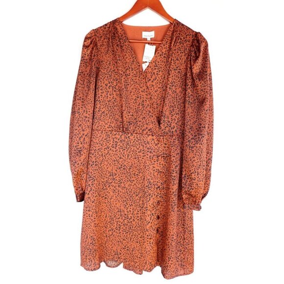 Heartloom Womens Medium Bronze Emmy Dress Leopard Scoop Neck Satin Mini $190 NWT - Picture 9 of 9